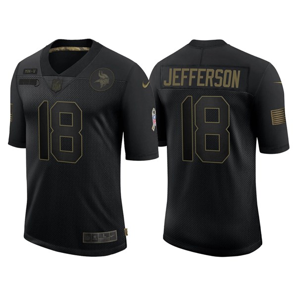 Men's Minnesota Vikings #18 Justin Jefferson Black NFL 2020 Salute To Service Limited Stitched Jersey